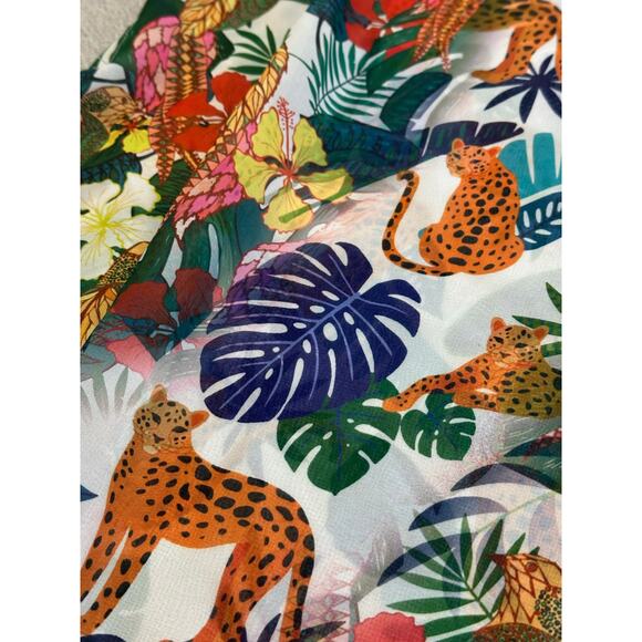 Lulla Collection by Bindya Tropical Animal Print Kimono Coverup Pom Fringe NWOT - Picture 11 of 12